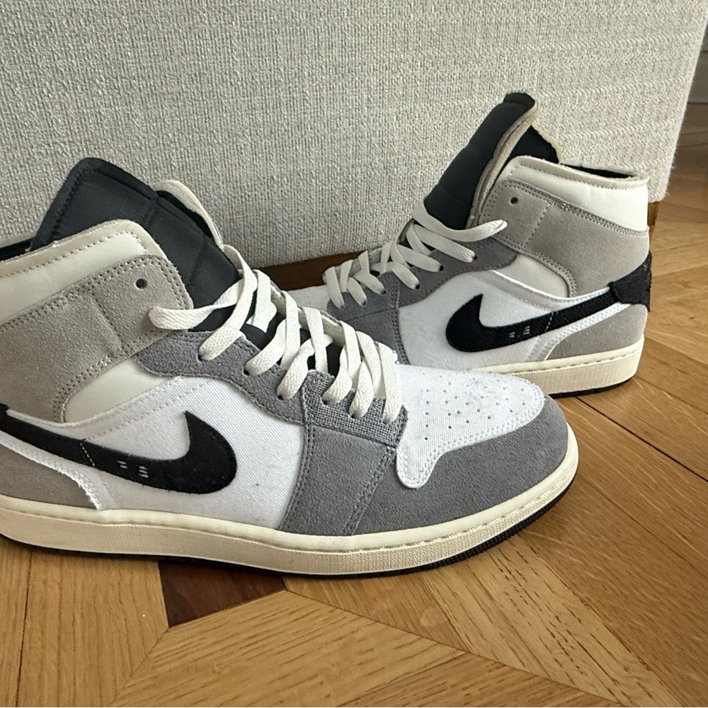 Nike Gray and White High-Top Sneakers